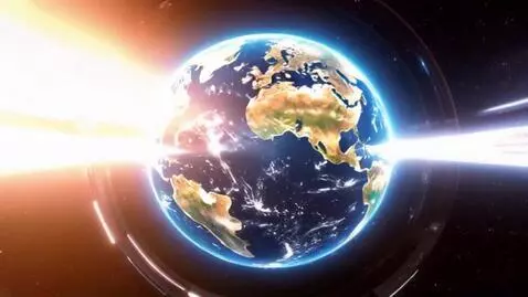 AI Video from prompt: Disney-Pixar animation, futuristic Earth spinnin