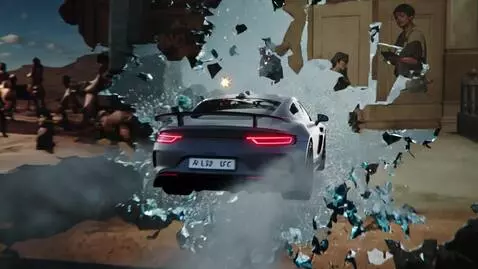 AI Video from prompt: A violent and stunning time jump. The vehicle ra