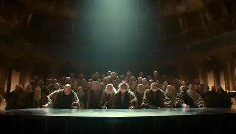 AI Video from prompt: Council of Elders consists of wise men bald and 