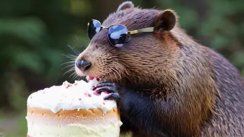 AI Video from prompt: Бобр грызёт торт