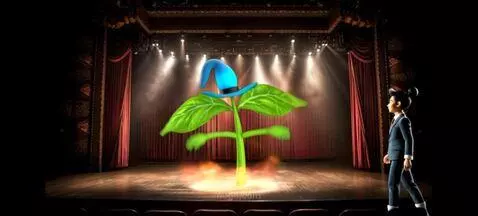 AI Video from prompt: a sprout dublicated blue hat and gives both of t