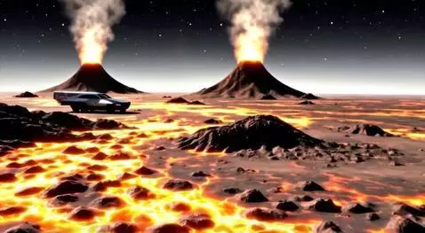 AI Video from prompt: In a dramatic sci-fi scene, a sleek Tesla Cybert