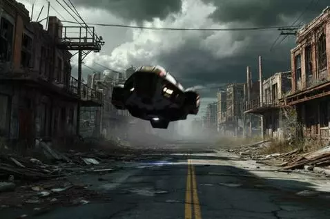 AI Video from prompt: Space capsule lands on the street