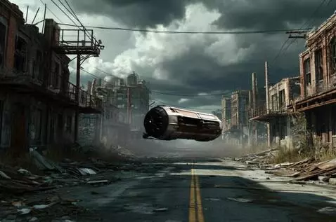 AI Video from prompt: Space cylindrical capsule lands far