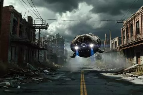 AI Video from prompt: Space cylindrical capsule lands