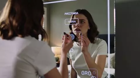 AI Video from prompt: A realistic video of a girl using an AI-powered 