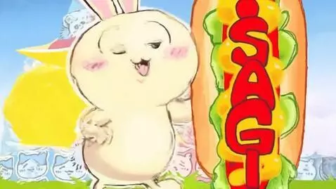 AI Video from prompt: Create a video of a cute yellow rabbit. It picks