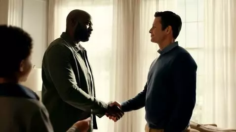 AI Video from prompt: Un homme noir serrant la main à un homme blanc, 