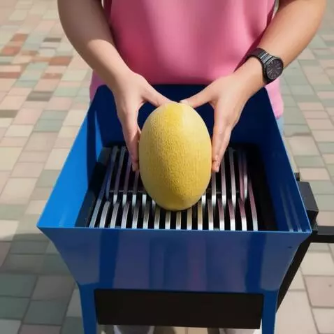 AI Video from prompt: Ripe yellow melon is placed vertically in a blue