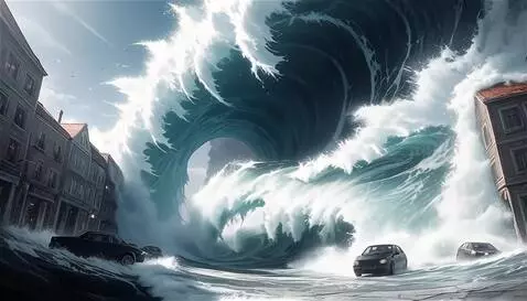 AI Video from prompt: Cinematic slow-motion dutch angle shot, a coloss