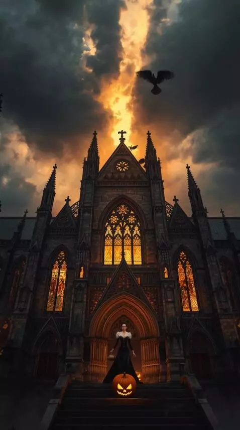 AI Video from prompt: Из мрачного замка в готическом стиле выходит стр