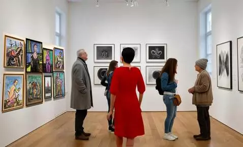 AI Video from prompt: Дама подходит к мужчине и разговаривает и показы