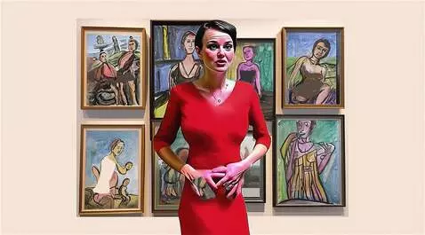 AI Video from prompt: женщина рассказывает о картинах