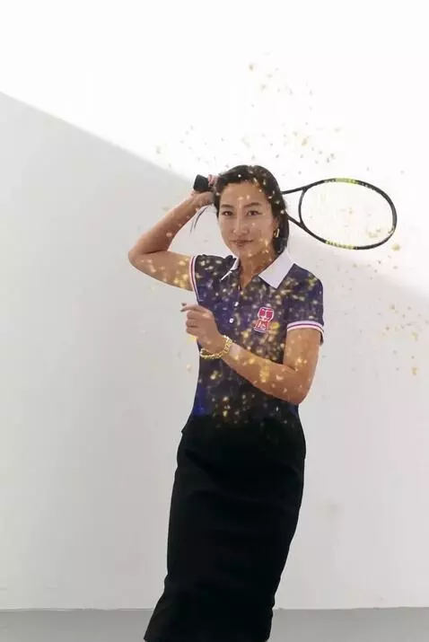 AI Video from prompt: As the white wall dissolves into a tennis court,