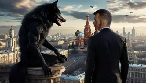 AI Video from prompt: Werewolf and man jokes while four spaceships fly