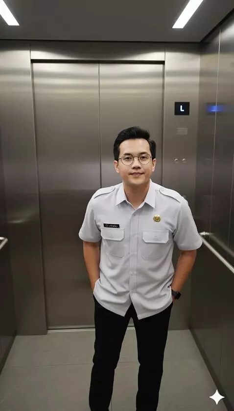 AI Video from prompt: Buat pria ini mundur ke belakang sambil hormat