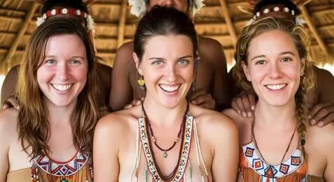 AI Video from prompt: bouncy woman are bouncing slightly.  they are ta