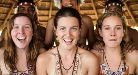 AI Video from prompt: bouncy woman are bouncing slightly.  they are ta