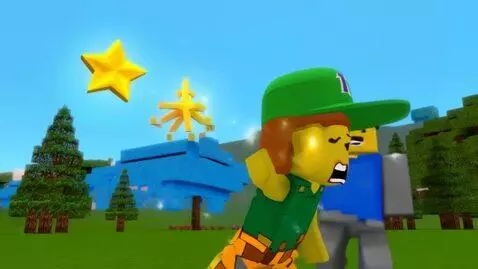 AI Video from prompt: 8-sec Roblox blocky animation, sunny meadow, gol