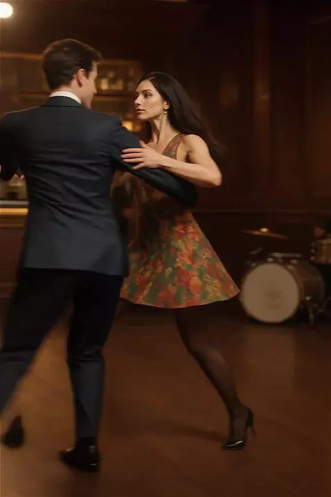 AI Video from prompt: a couple competing in a dance competition, the b