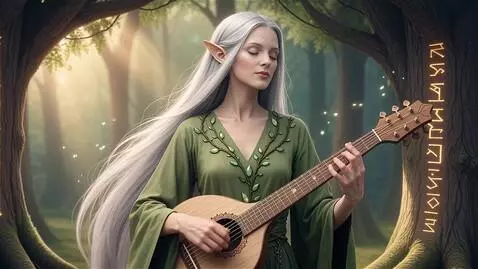 AI Video from prompt: A graceful elven bard with long flowing hair, dr