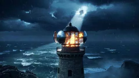 AI Video from prompt: Cinematic wide shot, the Great Lighthouse of Ale