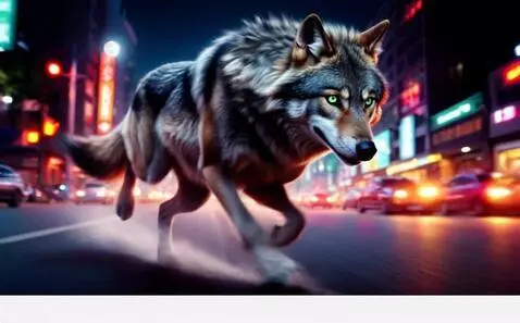 AI Video from prompt: Волк очень быстро галопом скачет, несётся на суп