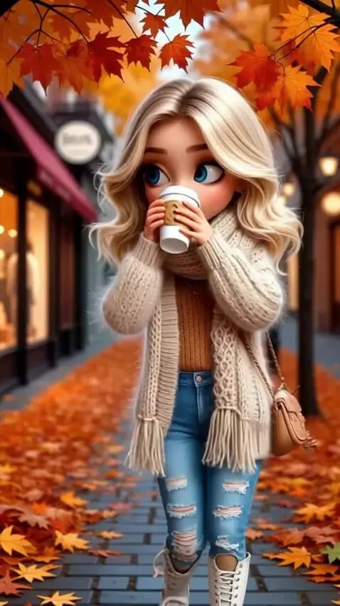 AI Video from prompt: Девушка танцует и пьет кофе