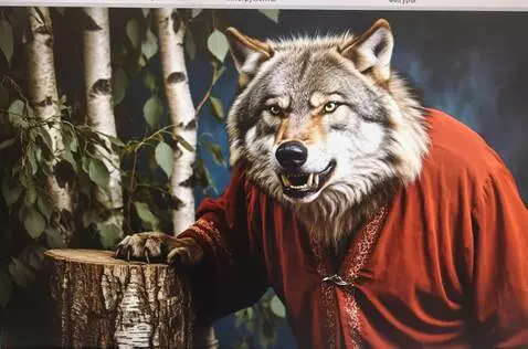 AI Video from prompt: Рычит, идёт по лесу