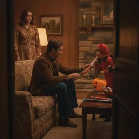 AI Video from prompt: Father hands son a Pixy Stix treat and the son o