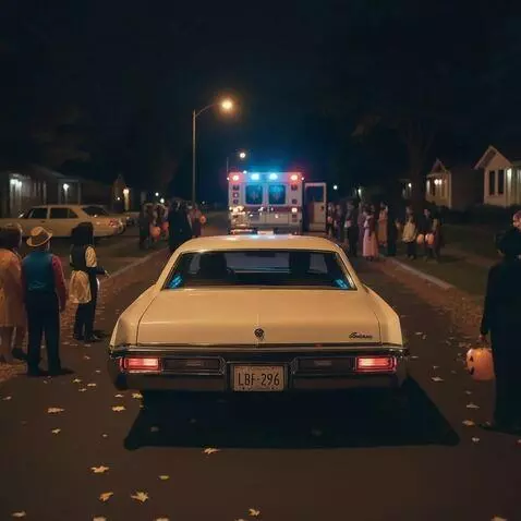 AI Video from prompt: The ambulance in front, with it's lights flashin