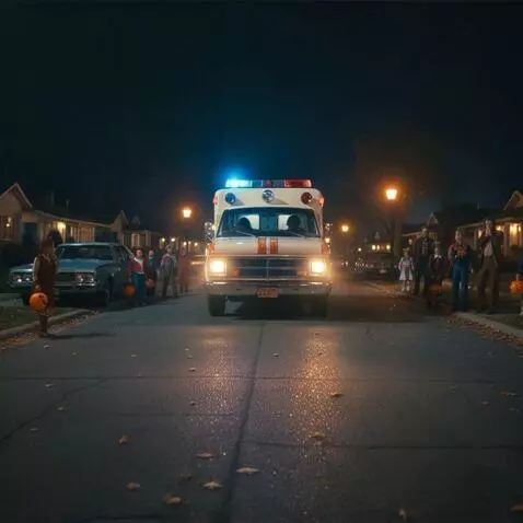 AI Video from prompt: The ambulance, with it's emergency lights flashi