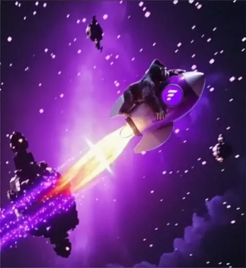 AI Video from prompt: This fomo ape flies off into space to meet the f