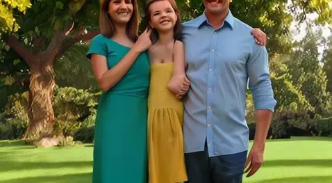 AI Video from prompt: A beautiful family poses for a portrait, smiling