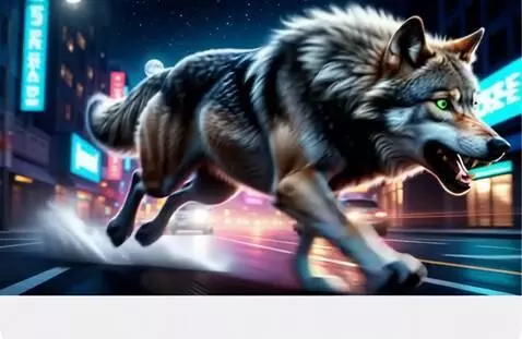 AI Video from prompt: Волк очень быстро галопом скачет, несётся на суп