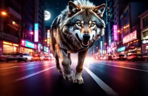 AI Video from prompt: Волк очень быстро галопом скачет, несётся на суп