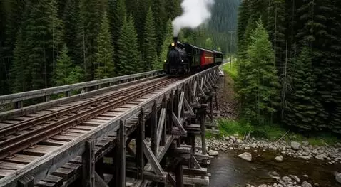 AI Video from prompt: Этот деревянный мост не сможет выдержать вес пое