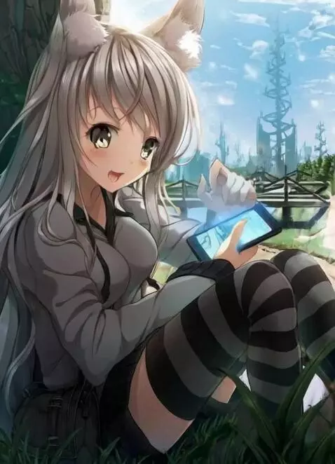 AI Video from prompt: Играет в телефон и улыбается