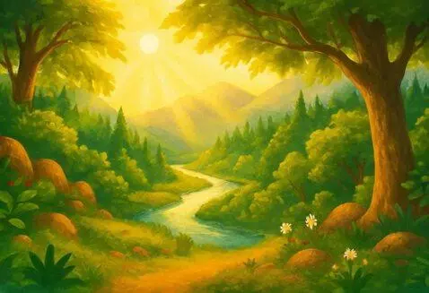 AI Video from prompt: O'rmon yo'li ko'rinadi — u yerda hali hech kim y