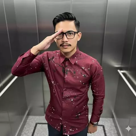 AI Video from prompt: Pria ini berdiri  mundur dan hormat