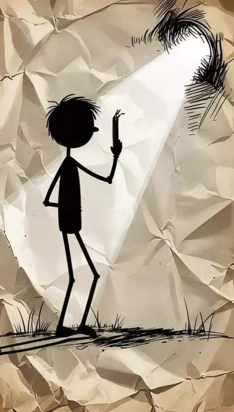 AI Video from prompt: На листе мятой бумаги с текстурой прожилок и тен