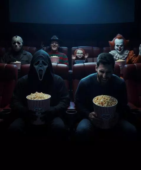 AI Video from prompt: All the spectators in the cinema hall are laughi