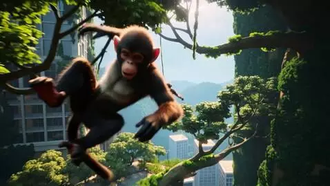 AI Video from prompt: Buffalo NY in the form of a jungle with monkeys 