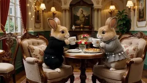 AI Video from prompt: Два милых пушистых светло-коричневых мини-зайца 