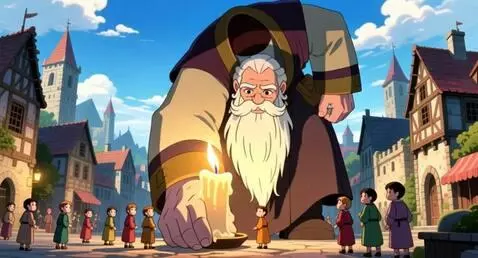 AI Video from prompt: Великан берет свечу и подымает