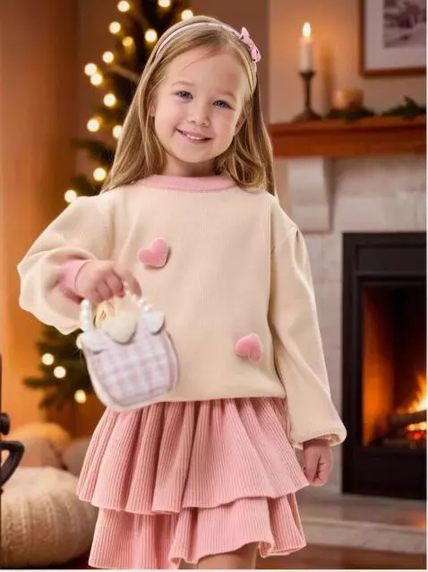 AI Video from prompt: Девочка улыбается, показывает велюровое сердечко