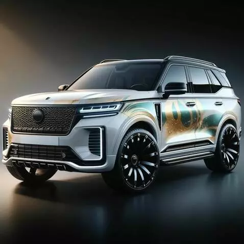 AI Video from prompt: На дороге стоит машина, вся покрытая казахскими 