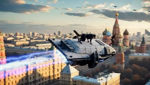 AI Video from prompt: The man and black werewolf is flying on the plat