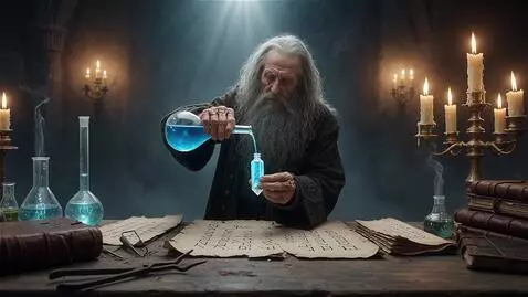 AI Video from prompt: An elderly alchemist with a long, unkempt beard 