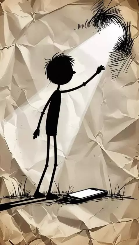 AI Video from prompt: На мятом бумажном листе, испещренном складками и